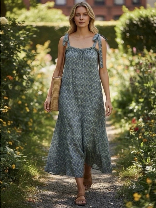 Ex voto vintage Dresses & Skirts - Ex Voto Vintage Iris Sundress in Blue Floral M/L